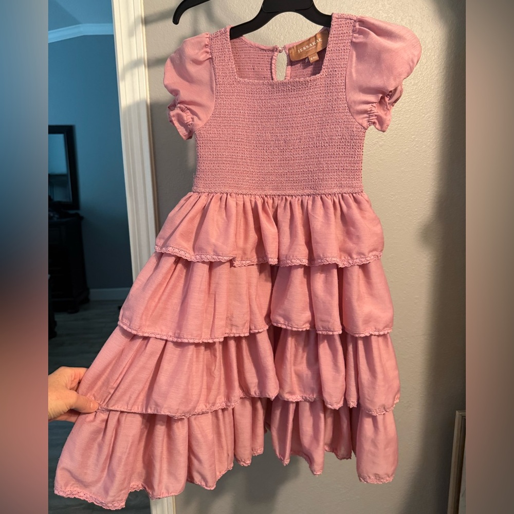 JessaKae girls dress pink tiered size 8-9
